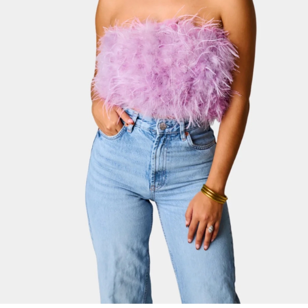 Lavender Buddy Love feather crop top - Picture 7 of 9